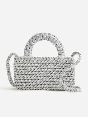 J.Crew Silver Crochet Shoulder Mini Crossbody Bag